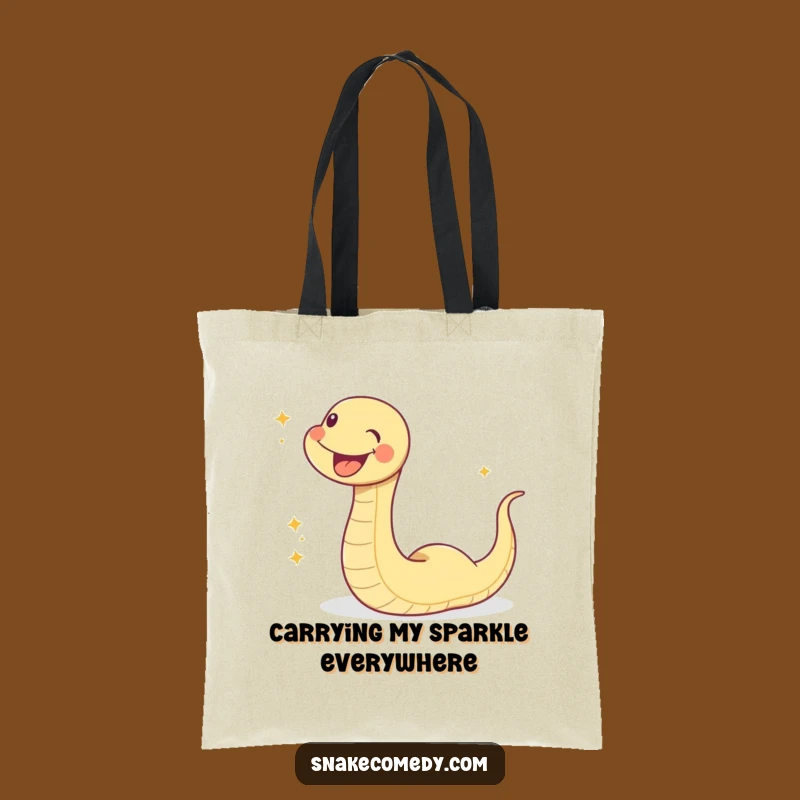 Funny Sparkle Snake Tote Bag - Joyful Slithering Design, Carry Your Fun