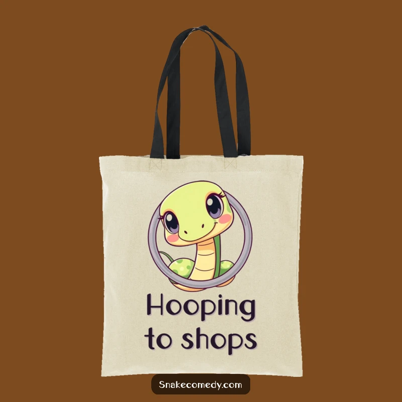 Funny Kawaii Snake Hoop Tote Bag, Curious Eyes Style, Eco-Friendly Funny Gift