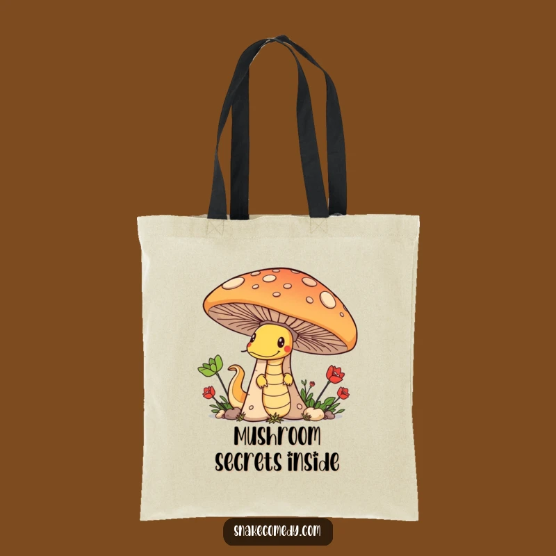 Funny Snake Mushroom Tote Bag: Mischievous Reptile Carry-All, Perfect Funny Gift