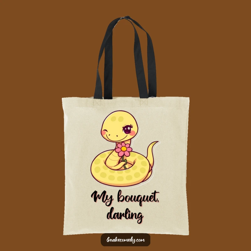 Funny Snake's Flower Offering Tote Bag: Stylish and Hilarious Companion for Errands